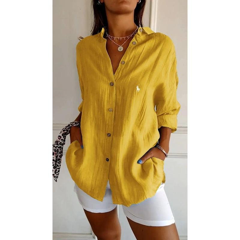 Camicia Classica da Donna RL con Colletto Morbido e Bottoni