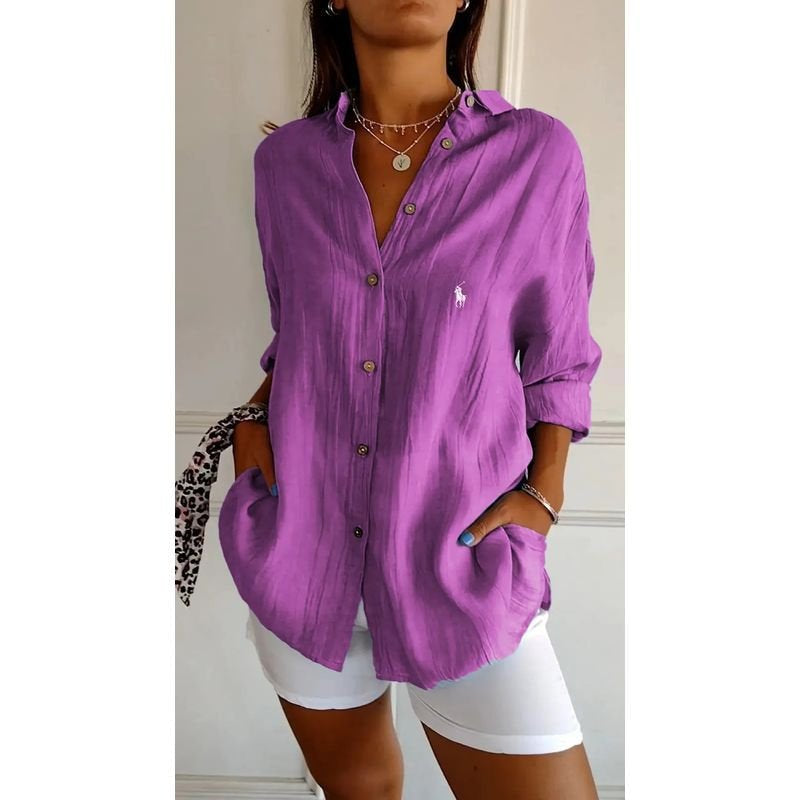 Camicia Classica da Donna RL con Colletto Morbido e Bottoni