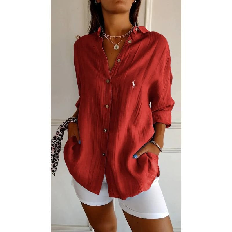 Camicia Classica da Donna RL con Colletto Morbido e Bottoni