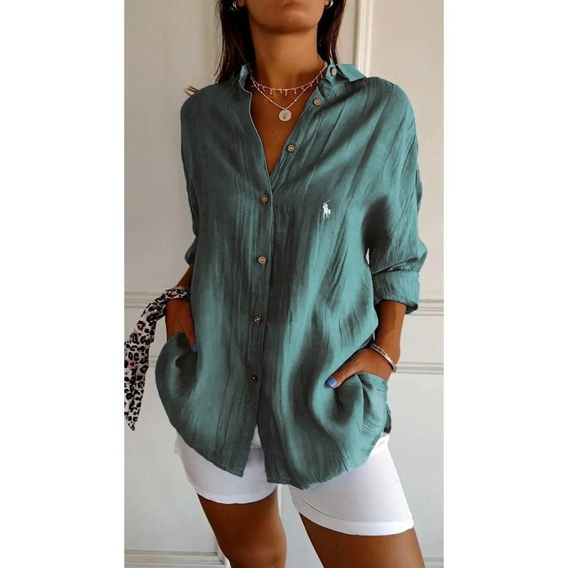 Camicia Classica da Donna RL con Colletto Morbido e Bottoni